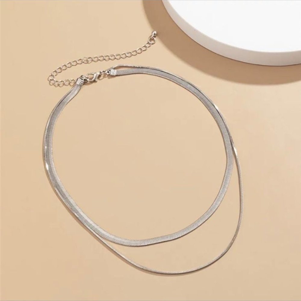 Boho silver plated double layer necklace - Picture 3 of 4
